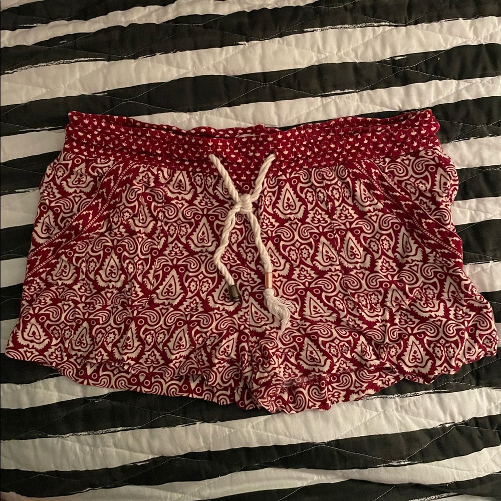 Red and White Printed Shorts